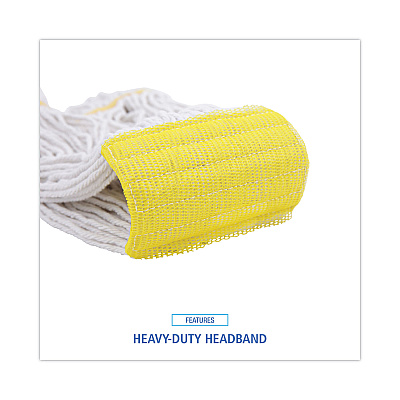 Boardwalk Super Loop Wet Mop Head, Cotton/Synthetic Fiber, 5" Headband, Small Size, White, 12/Carton (BWK501WH)