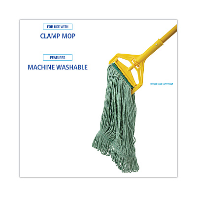 Boardwalk Mop Head, Premium Standard Head, Cotton/Rayon Fiber, Medium, Green, 12/Carton (BWK502GNNB)