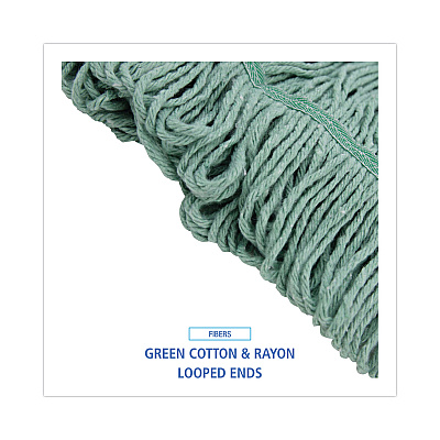 Boardwalk Mop Head, Premium Standard Head, Cotton/Rayon Fiber, Medium, Green, 12/Carton (BWK502GNNB)