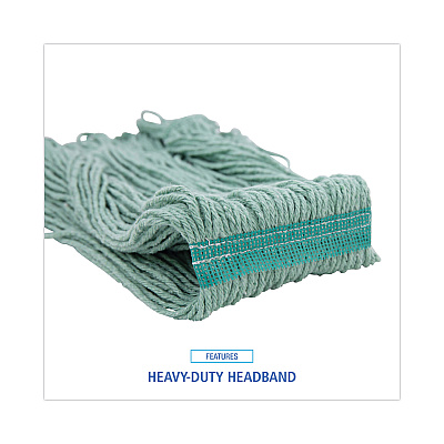 Boardwalk Mop Head, Premium Standard Head, Cotton/Rayon Fiber, Medium, Green, 12/Carton (BWK502GNNB)