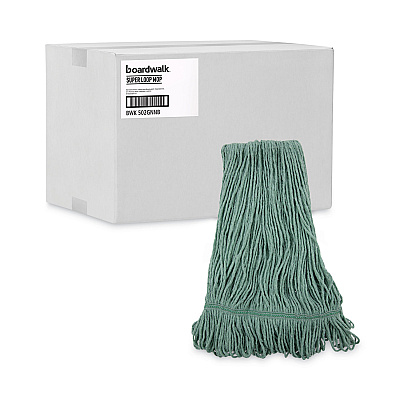 Boardwalk Mop Head, Premium Standard Head, Cotton/Rayon Fiber, Medium, Green, 12/Carton (BWK502GNNB)