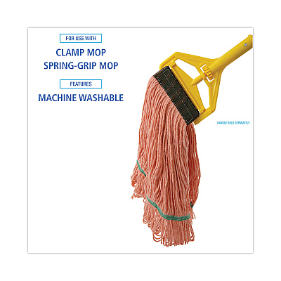 Boardwalk Super Loop Wet Mop Head, Cotton/Synthetic Fiber, 5" Headband, Medium Size, Orange, 12/Carton (BWK502OR)