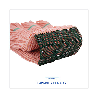 Boardwalk Super Loop Wet Mop Head, Cotton/Synthetic Fiber, 5" Headband, Medium Size, Orange, 12/Carton (BWK502OR)