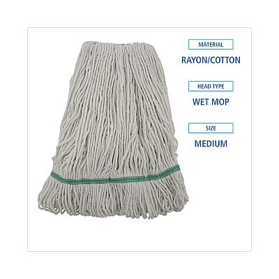 Boardwalk Mop Head, Premium Standard Head, Cotton/Rayon Fiber, Medium, White (BWK502WHNB)