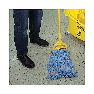 Boardwalk Super Loop Wet Mop Head, Cotton/Synthetic Fiber, 1" Headband, Large Size, Blue, 12/Carton (BWK503BLNB)