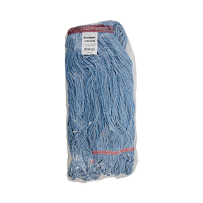 Boardwalk Super Loop Wet Mop Head, Cotton/Synthetic Fiber, 1" Headband, Large Size, Blue, 12/Carton (BWK503BLNB)