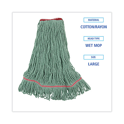 Boardwalk Mop Head, Premium Standard Head, Cotton/Rayon Fiber, Large, Green (BWK503GNNB)