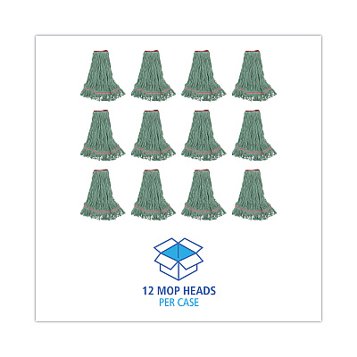 Boardwalk Mop Head, Premium Standard Head, Cotton/Rayon Fiber, Large, Green (BWK503GNNB)