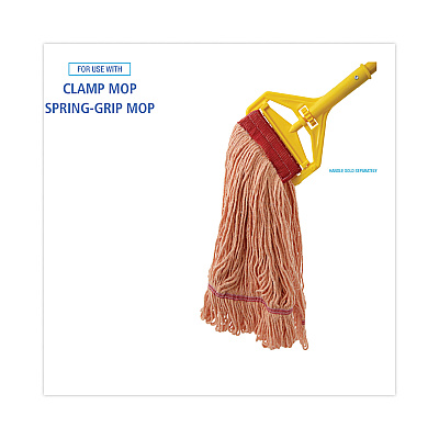 Boardwalk Super Loop Wet Mop Head, Cotton/Synthetic Fiber, 5" Headband, Large Size, Orange, 12/Carton (BWK503OR)