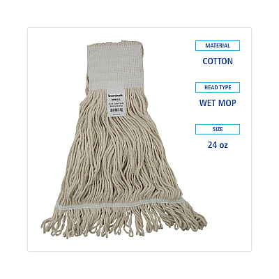Boardwalk Mop Head, Pro Loop Web/Tailband, Premium Saddleback Head, Ctn, 24-oz., WH, 12/CT (BWK524C)