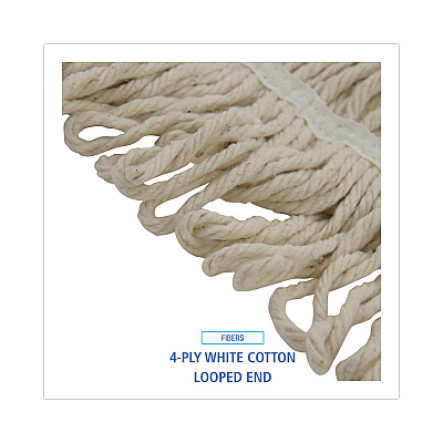 Boardwalk Mop Head, Pro Loop Web/Tailband, Premium Saddleback Head, Ctn, 24-oz., WH, 12/CT (BWK524C)