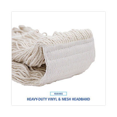 Boardwalk Mop Head, Pro Loop Web/Tailband, Premium Saddleback Head, Ctn, 24-oz., WH, 12/CT (BWK524C)