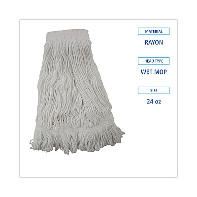 Boardwalk Mop Head, Pro Loop Web/Tailband, Premium Saddleback Head, Ryn, 24-oz., WH, 12/CT (BWK524R)