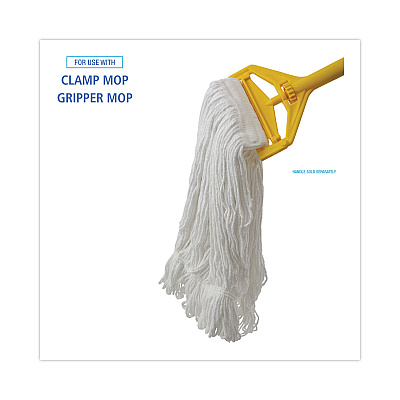 Boardwalk Mop Head, Pro Loop Web/Tailband, Premium Saddleback Head, Ryn, 24-oz., WH, 12/CT (BWK524R)