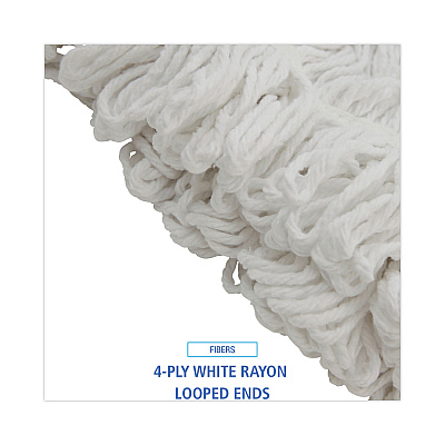 Boardwalk Mop Head, Pro Loop Web/Tailband, Premium Saddleback Head, Ryn, 24-oz., WH, 12/CT (BWK524R)