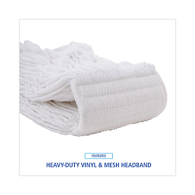 Boardwalk Mop Head, Pro Loop Web/Tailband, Premium Saddleback Head, Ryn, 24-oz., WH, 12/CT (BWK524R)