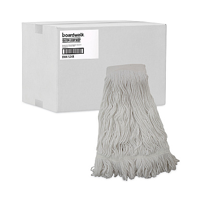 Boardwalk Mop Head, Pro Loop Web/Tailband, Premium Saddleback Head, Ryn, 24-oz., WH, 12/CT (BWK524R)