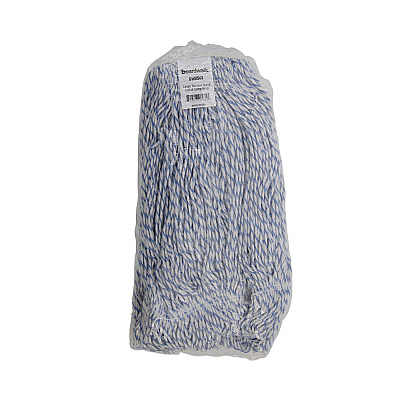 Boardwalk Mop Head, Floor Finish, Narrow, Rayon/Polyester, Large, White/Blue, 12/Carton (BWK543CT)