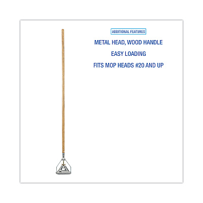 Boardwalk Quick Change Metal Head Wooden Mop Handle, Junior, 0.88" dia x 54", Natural (BWK601)