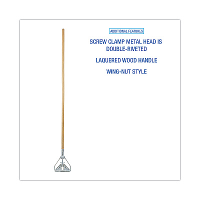 Boardwalk Screw Clamp Metal Head Wooden Mop Handle, #20+, 1.13" dia x 62", Natural (BWK603)