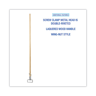 Boardwalk Spring Grip Metal Head Mop Handle for Most Mop Heads, Wood, 60", Natural (BWK609)