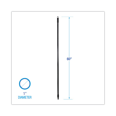 Boardwalk Fiberglass Broom Handle, Nylon Plastic Threaded End, 1" dia x 60", Black (BWK636)