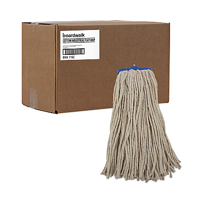 Boardwalk Cut-End Lie-Flat Wet Mop Head, Cotton, 16oz, White, 12/Carton (BWK716CCT)