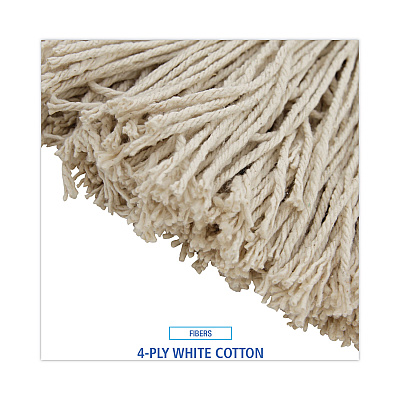 Boardwalk Mop Head, Economical Lie-Flat Head, Cotton Fiber, 20 oz, White, 12/Carton (BWK720C)
