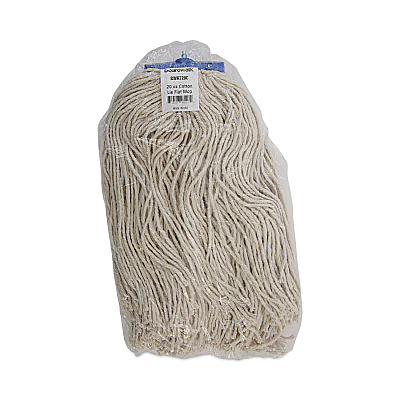 Boardwalk Mop Head, Economical Lie-Flat Head, Cotton Fiber, 20 oz, White, 12/Carton (BWK720C)
