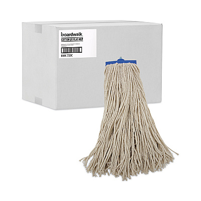 Boardwalk Mop Head, Economical Lie-Flat Head, Cotton Fiber, 20 oz, White, 12/Carton (BWK720C)