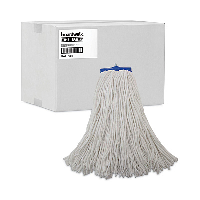 Boardwalk Mop Head, Economical Lie-Flat Head, Rayon Fiber, 20oz, White, 12/Carton (BWK720R)