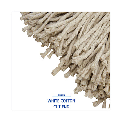 Boardwalk Cut-End Lie-Flat Wet Mop Head, Cotton, 24oz, White, 12/Carton (BWK724CCT)
