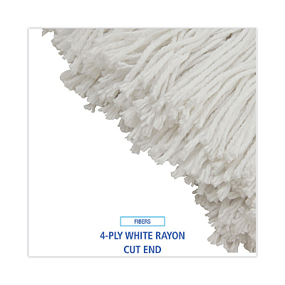 Boardwalk Cut-End Lie-Flat Wet Mop Head, Rayon, 24oz, White, 12/Carton (BWK724RCT)