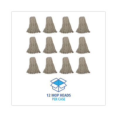 Boardwalk Mop Head, Economical Lie-Flat Head, Cotton Fiber, 32oz, White, 12/Carton (BWK732C)