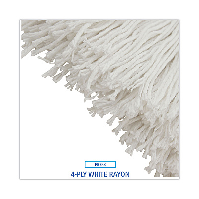 Boardwalk Mop Head, Economical Lie-Flat Head, Rayon Fiber, 32-Oz., White, 12/Carton (BWK732R)