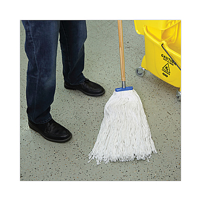 Boardwalk Mop Head, Economical Lie-Flat Head, Rayon Fiber, 32-Oz., White, 12/Carton (BWK732R)
