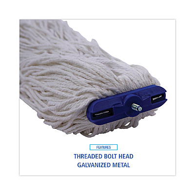 Boardwalk Mop Head, Economical Lie-Flat Head, Rayon Fiber, 32-Oz., White, 12/Carton (BWK732R)