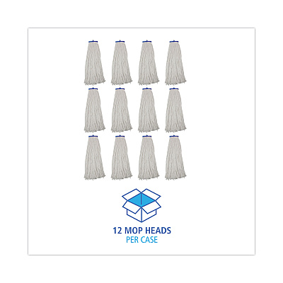 Boardwalk Mop Head, Economical Lie-Flat Head, Rayon Fiber, 32-Oz., White, 12/Carton (BWK732R)