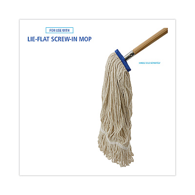 Boardwalk Mop Head, Lie-Flat Head, Cotton Fiber, 24 oz, White, 12/Carton (BWK824C)