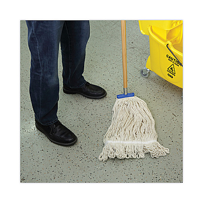 Boardwalk Mop Head, Lie-Flat Head, Cotton Fiber, 24 oz, White, 12/Carton (BWK824C)