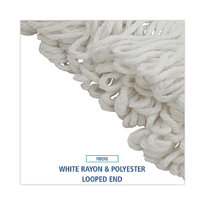 Boardwalk Mop Head, Lie-Flat Head, Rayon Fiber, 24oz, White, 12/Carton (BWK824R)