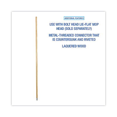 Boardwalk Lie-Flat Screw-In Mop Handle, Lacquered Wood, 1.13" dia x 60", Natural (BWK834)