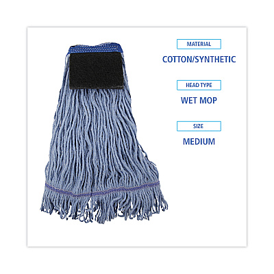 Boardwalk Mop Head, Loop-End, Cotton With Scrub Pad, Medium, 12/Carton (BWK902BL)
