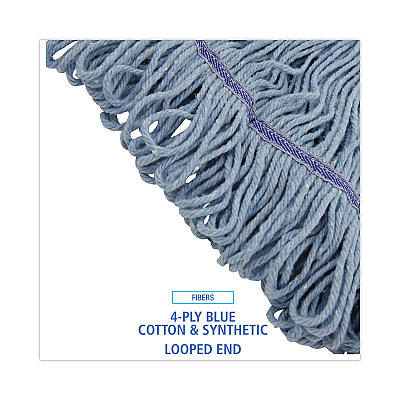 Boardwalk Mop Head, Loop-End, Cotton With Scrub Pad, Medium, 12/Carton (BWK902BL)