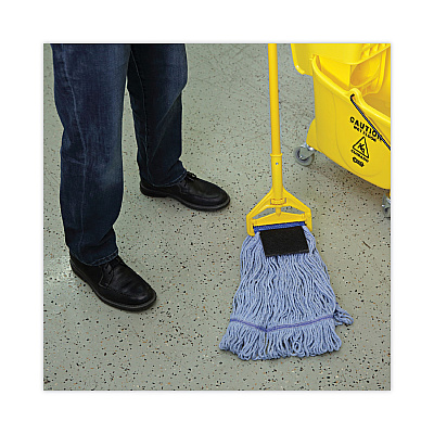 Boardwalk Mop Head, Loop-End, Cotton With Scrub Pad, Medium, 12/Carton (BWK902BL)