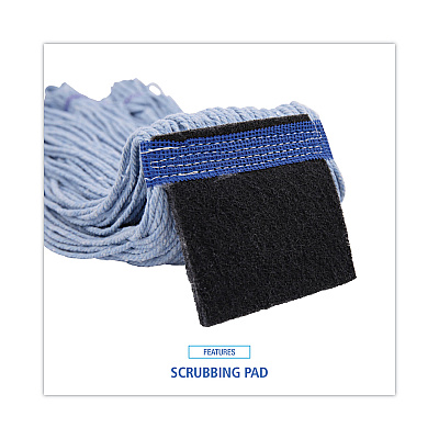 Boardwalk Mop Head, Loop-End, Cotton With Scrub Pad, Medium, 12/Carton (BWK902BL)