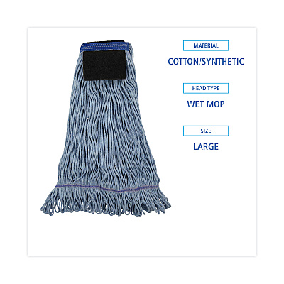 Boardwalk Mop Head, Loop-End, Cotton With Scrub Pad, Large, 12/Carton (BWK903BL)