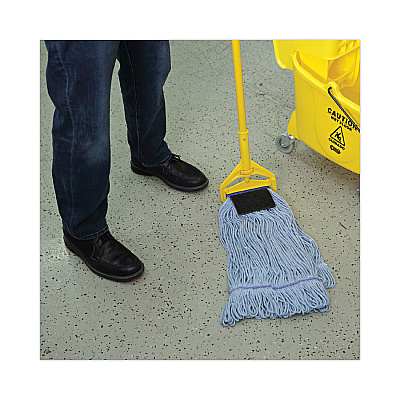 Boardwalk Mop Head, Loop-End, Cotton With Scrub Pad, Large, 12/Carton (BWK903BL)