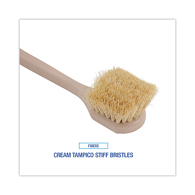 Boardwalk Utility Brush, Cream Tampico Bristles, 5.5" Brush, 14.5" Tan Plastic Handle (BWK4220)