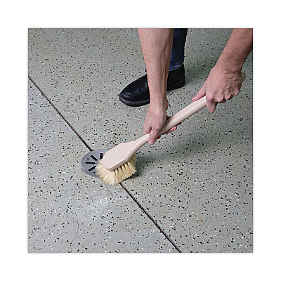 Boardwalk Utility Brush, Cream Tampico Bristles, 5.5" Brush, 14.5" Tan Plastic Handle (BWK4220)